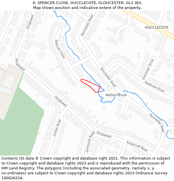 6, SPENCER CLOSE, HUCCLECOTE, GLOUCESTER, GL3 3EA: Location map and indicative extent of plot