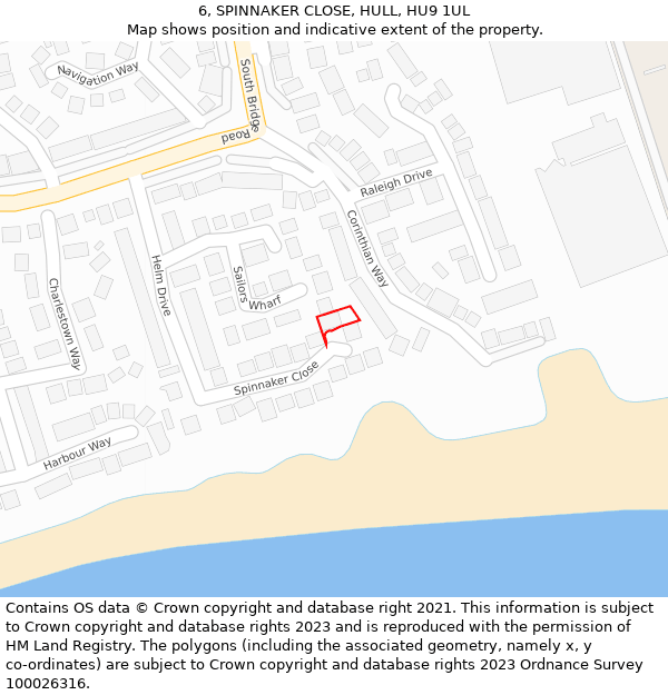 6, SPINNAKER CLOSE, HULL, HU9 1UL: Location map and indicative extent of plot