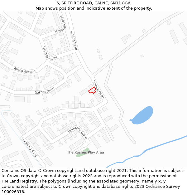 6, SPITFIRE ROAD, CALNE, SN11 8GA: Location map and indicative extent of plot