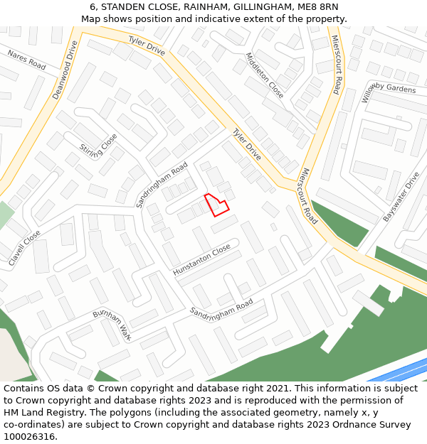 6, STANDEN CLOSE, RAINHAM, GILLINGHAM, ME8 8RN: Location map and indicative extent of plot