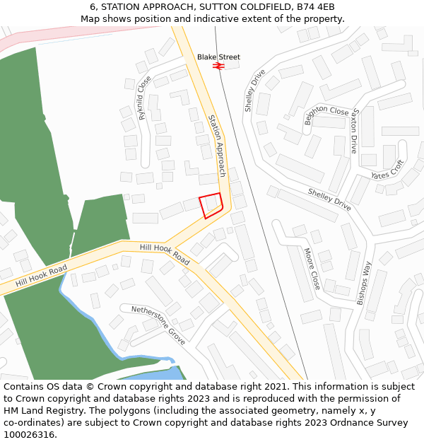 6, STATION APPROACH, SUTTON COLDFIELD, B74 4EB: Location map and indicative extent of plot