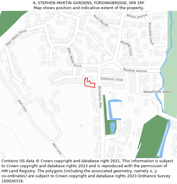 6, STEPHEN MARTIN GARDENS, FORDINGBRIDGE, SP6 1RF: Location map and indicative extent of plot