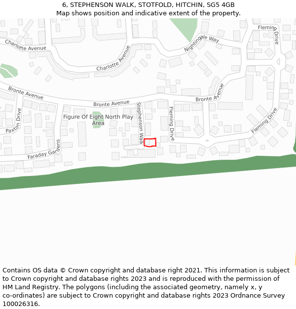 6, STEPHENSON WALK, STOTFOLD, HITCHIN, SG5 4GB: Location map and indicative extent of plot