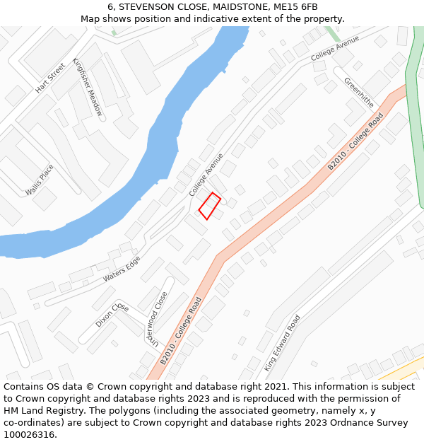 6, STEVENSON CLOSE, MAIDSTONE, ME15 6FB: Location map and indicative extent of plot