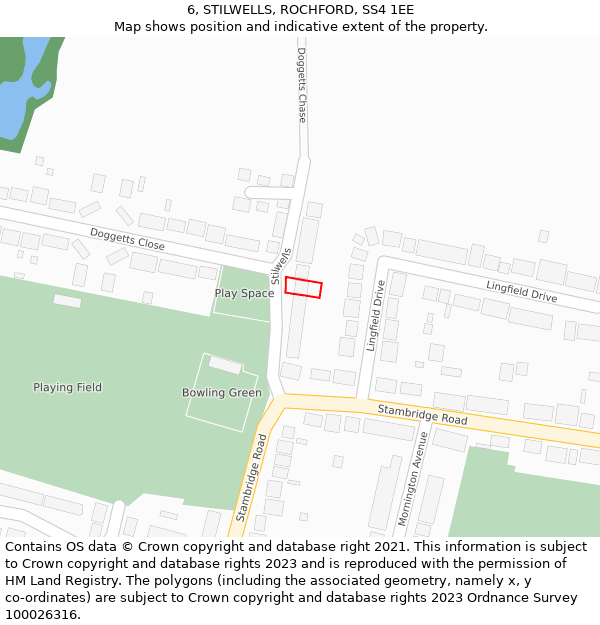 6, STILWELLS, ROCHFORD, SS4 1EE: Location map and indicative extent of plot