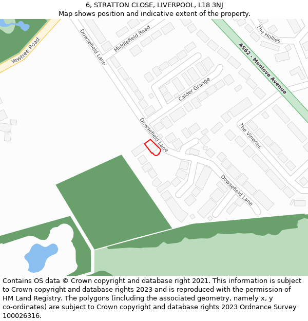 6, STRATTON CLOSE, LIVERPOOL, L18 3NJ: Location map and indicative extent of plot