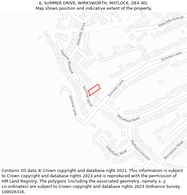 6, SUMMER DRIVE, WIRKSWORTH, MATLOCK, DE4 4EL: Location map and indicative extent of plot