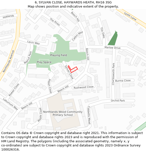 6, SYLVAN CLOSE, HAYWARDS HEATH, RH16 3SG: Location map and indicative extent of plot