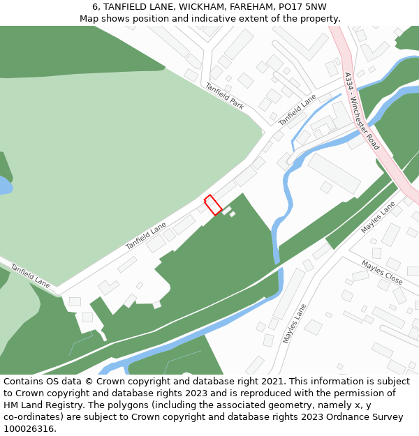 6, TANFIELD LANE, WICKHAM, FAREHAM, PO17 5NW: Location map and indicative extent of plot