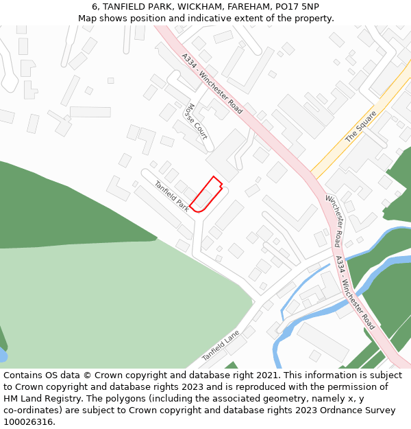 6, TANFIELD PARK, WICKHAM, FAREHAM, PO17 5NP: Location map and indicative extent of plot
