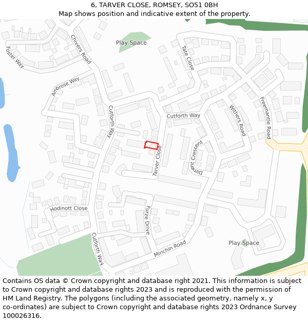 6, TARVER CLOSE, ROMSEY, SO51 0BH: Location map and indicative extent of plot