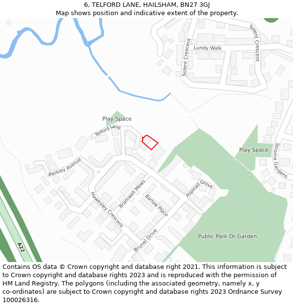 6, TELFORD LANE, HAILSHAM, BN27 3GJ: Location map and indicative extent of plot