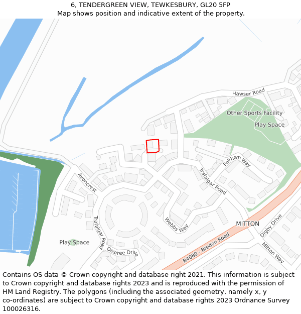 6, TENDERGREEN VIEW, TEWKESBURY, GL20 5FP: Location map and indicative extent of plot