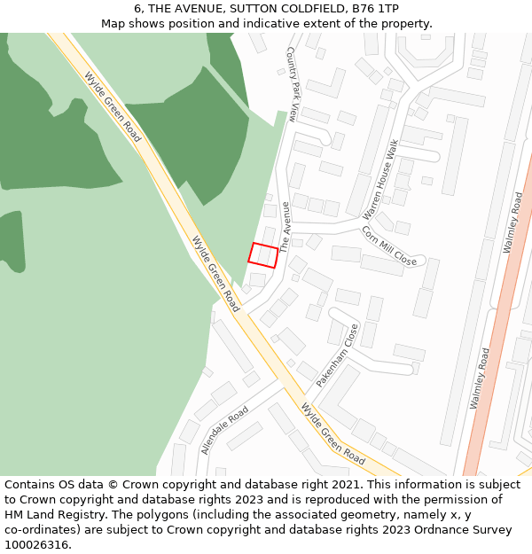 6, THE AVENUE, SUTTON COLDFIELD, B76 1TP: Location map and indicative extent of plot