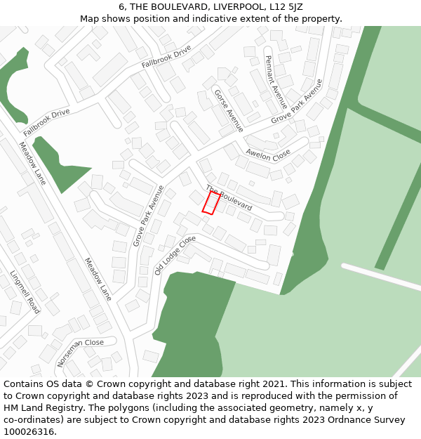 6, THE BOULEVARD, LIVERPOOL, L12 5JZ: Location map and indicative extent of plot
