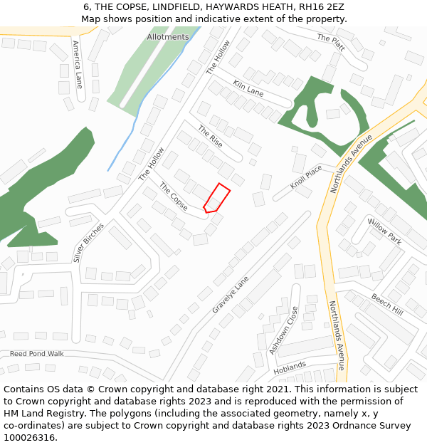 6, THE COPSE, LINDFIELD, HAYWARDS HEATH, RH16 2EZ: Location map and indicative extent of plot