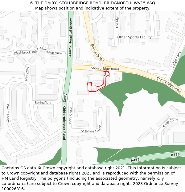 6, THE DAIRY, STOURBRIDGE ROAD, BRIDGNORTH, WV15 6AQ: Location map and indicative extent of plot