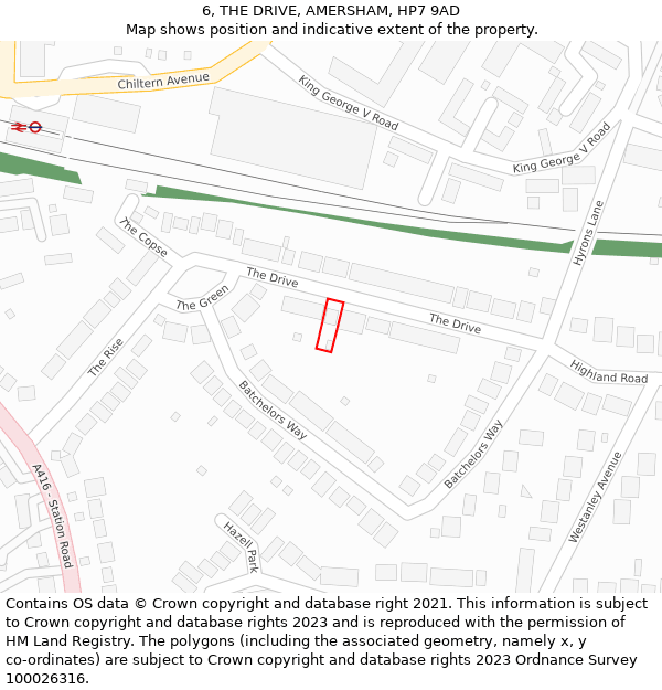 6, THE DRIVE, AMERSHAM, HP7 9AD: Location map and indicative extent of plot