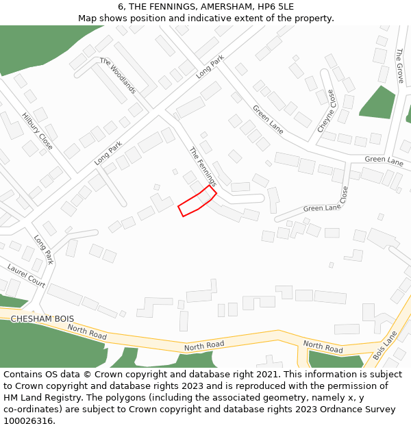 6, THE FENNINGS, AMERSHAM, HP6 5LE: Location map and indicative extent of plot