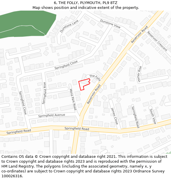 6, THE FOLLY, PLYMOUTH, PL9 8TZ: Location map and indicative extent of plot