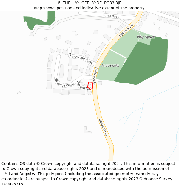 6, THE HAYLOFT, RYDE, PO33 3JE: Location map and indicative extent of plot