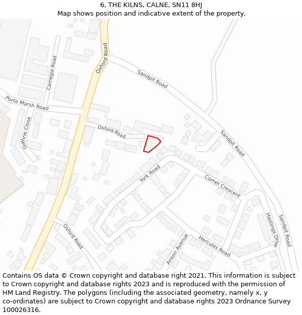 6, THE KILNS, CALNE, SN11 8HJ: Location map and indicative extent of plot