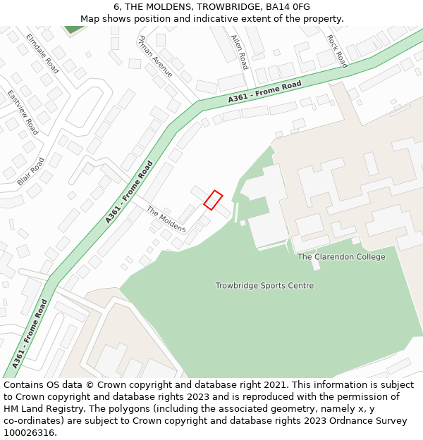 6, THE MOLDENS, TROWBRIDGE, BA14 0FG: Location map and indicative extent of plot