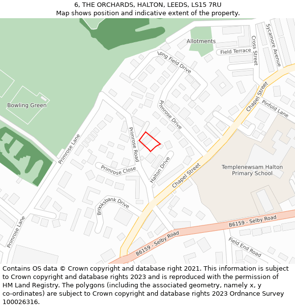 6, THE ORCHARDS, HALTON, LEEDS, LS15 7RU: Location map and indicative extent of plot