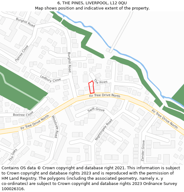 6, THE PINES, LIVERPOOL, L12 0QU: Location map and indicative extent of plot