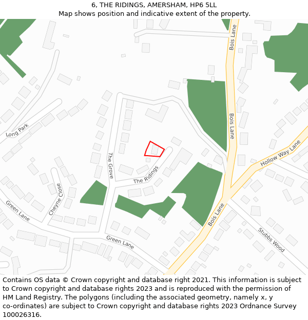 6, THE RIDINGS, AMERSHAM, HP6 5LL: Location map and indicative extent of plot