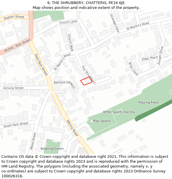 6, THE SHRUBBERY, CHATTERIS, PE16 6JE: Location map and indicative extent of plot