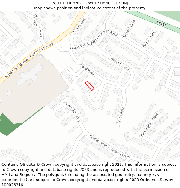 6, THE TRIANGLE, WREXHAM, LL13 9NJ: Location map and indicative extent of plot
