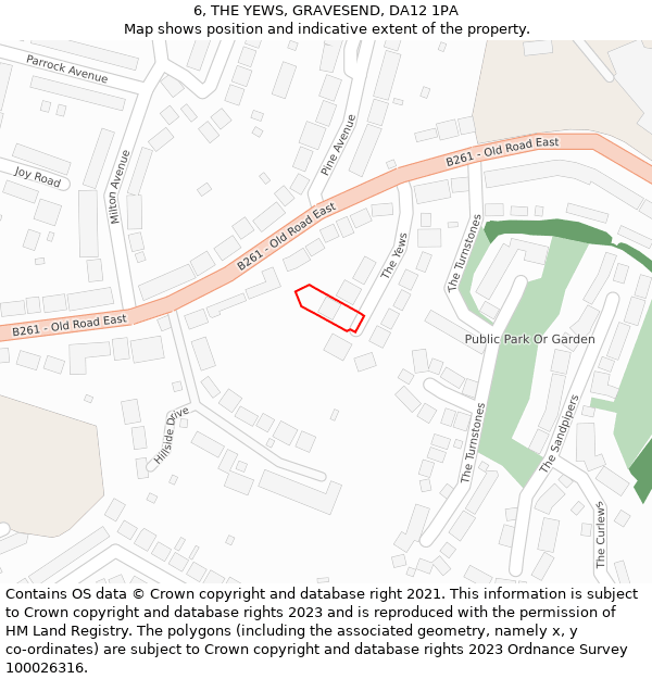 6, THE YEWS, GRAVESEND, DA12 1PA: Location map and indicative extent of plot