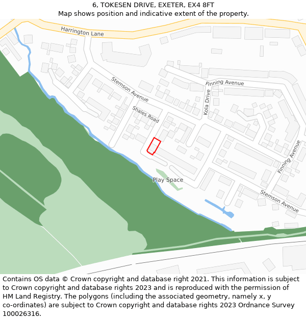 6, TOKESEN DRIVE, EXETER, EX4 8FT: Location map and indicative extent of plot