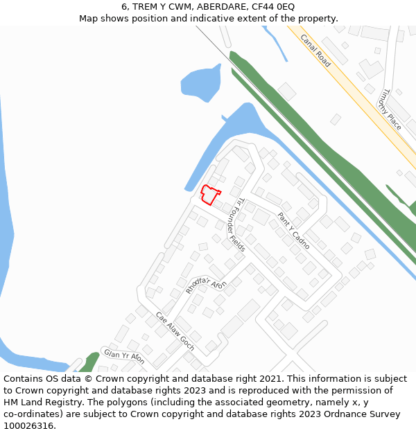 6, TREM Y CWM, ABERDARE, CF44 0EQ: Location map and indicative extent of plot