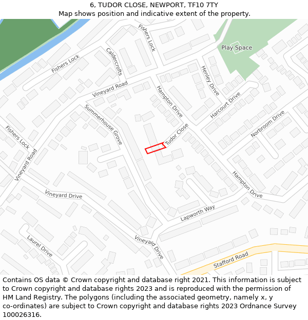 6, TUDOR CLOSE, NEWPORT, TF10 7TY: Location map and indicative extent of plot