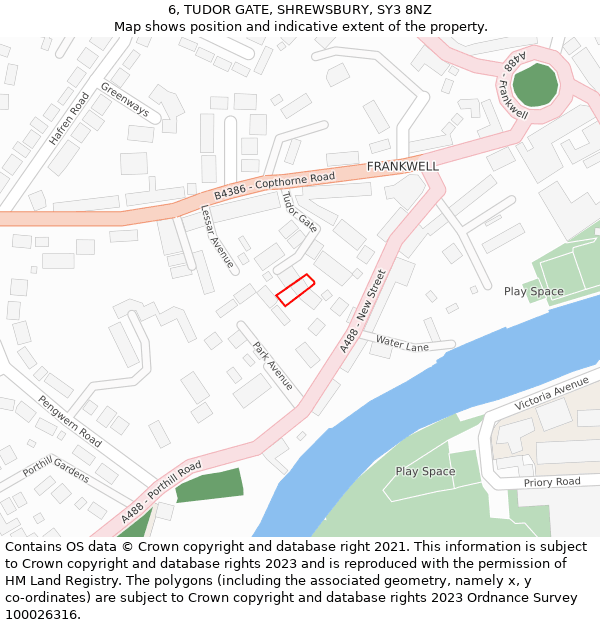 6, TUDOR GATE, SHREWSBURY, SY3 8NZ: Location map and indicative extent of plot