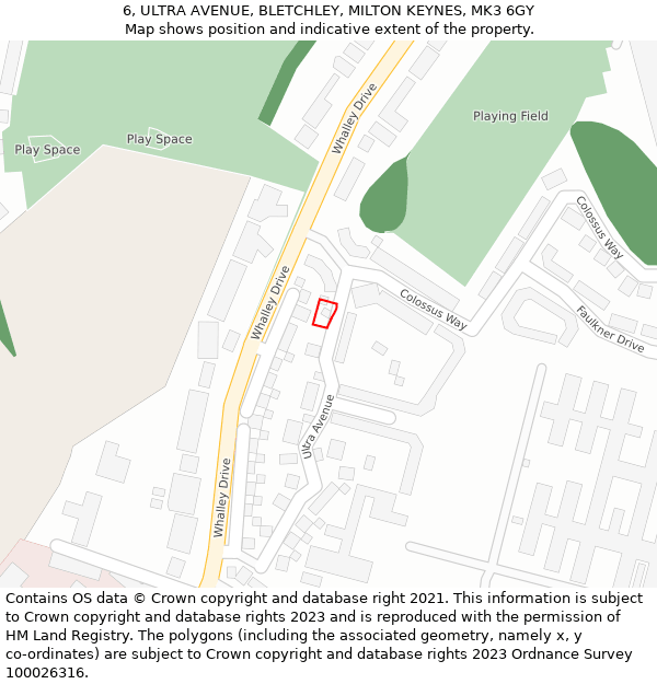 6, ULTRA AVENUE, BLETCHLEY, MILTON KEYNES, MK3 6GY: Location map and indicative extent of plot