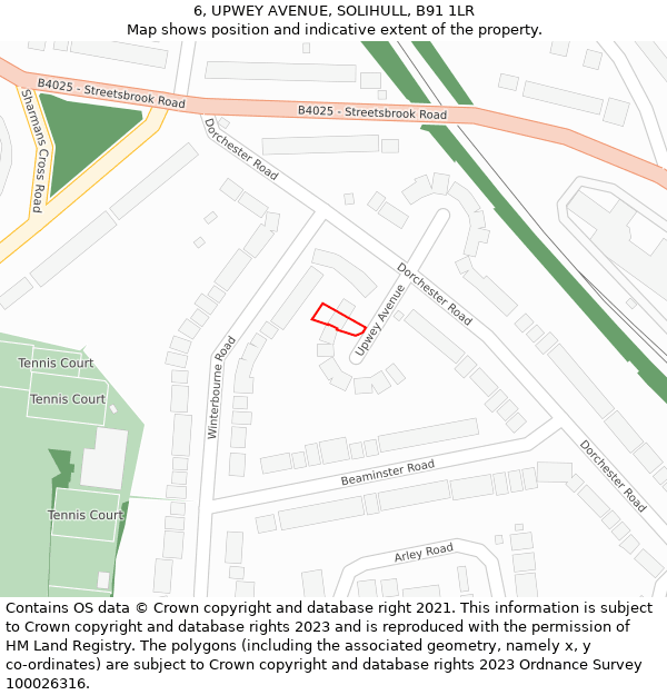 6, UPWEY AVENUE, SOLIHULL, B91 1LR: Location map and indicative extent of plot
