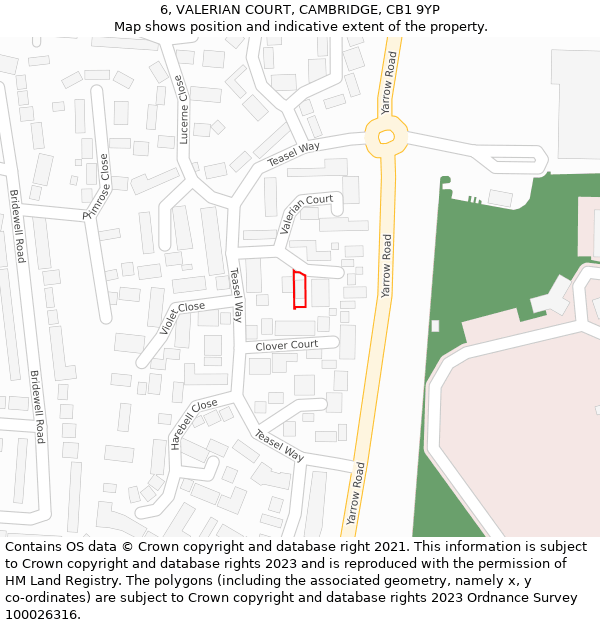 6, VALERIAN COURT, CAMBRIDGE, CB1 9YP: Location map and indicative extent of plot