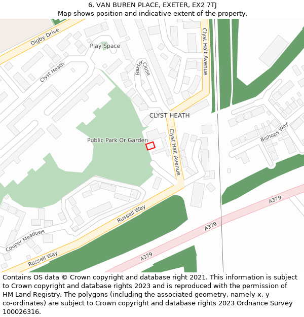 6, VAN BUREN PLACE, EXETER, EX2 7TJ: Location map and indicative extent of plot