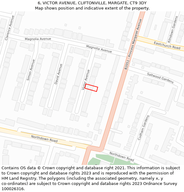 6, VICTOR AVENUE, CLIFTONVILLE, MARGATE, CT9 3DY: Location map and indicative extent of plot