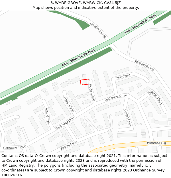 6, WADE GROVE, WARWICK, CV34 5JZ: Location map and indicative extent of plot