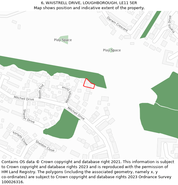 6, WAISTRELL DRIVE, LOUGHBOROUGH, LE11 5ER: Location map and indicative extent of plot