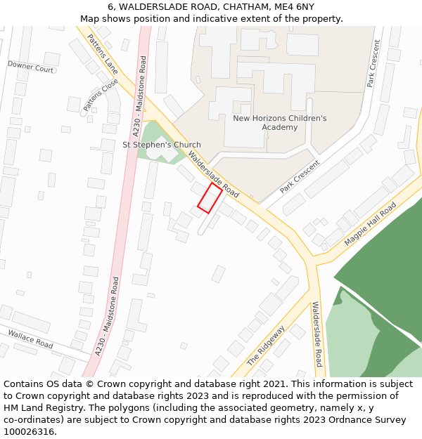 6, WALDERSLADE ROAD, CHATHAM, ME4 6NY: Location map and indicative extent of plot