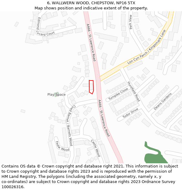 6, WALLWERN WOOD, CHEPSTOW, NP16 5TX: Location map and indicative extent of plot