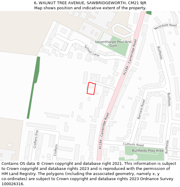6, WALNUT TREE AVENUE, SAWBRIDGEWORTH, CM21 9JR: Location map and indicative extent of plot