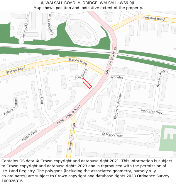 6, WALSALL ROAD, ALDRIDGE, WALSALL, WS9 0JL: Location map and indicative extent of plot