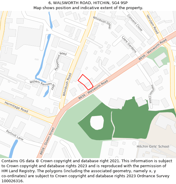6, WALSWORTH ROAD, HITCHIN, SG4 9SP: Location map and indicative extent of plot