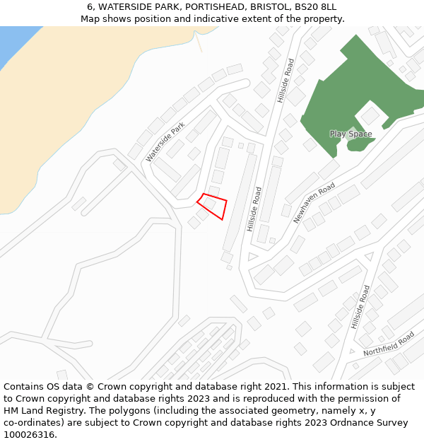 6, WATERSIDE PARK, PORTISHEAD, BRISTOL, BS20 8LL: Location map and indicative extent of plot
